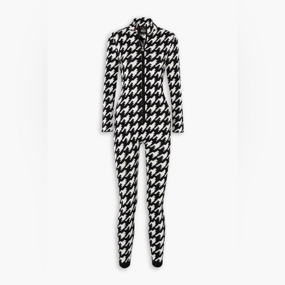 Perfect Moment Merino Wool Jumpsuit Baselayer Houndstooth White Black Medium NWT